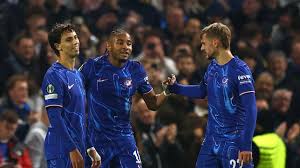 Chelsea players celebrate their 8-0 win over FC Noah